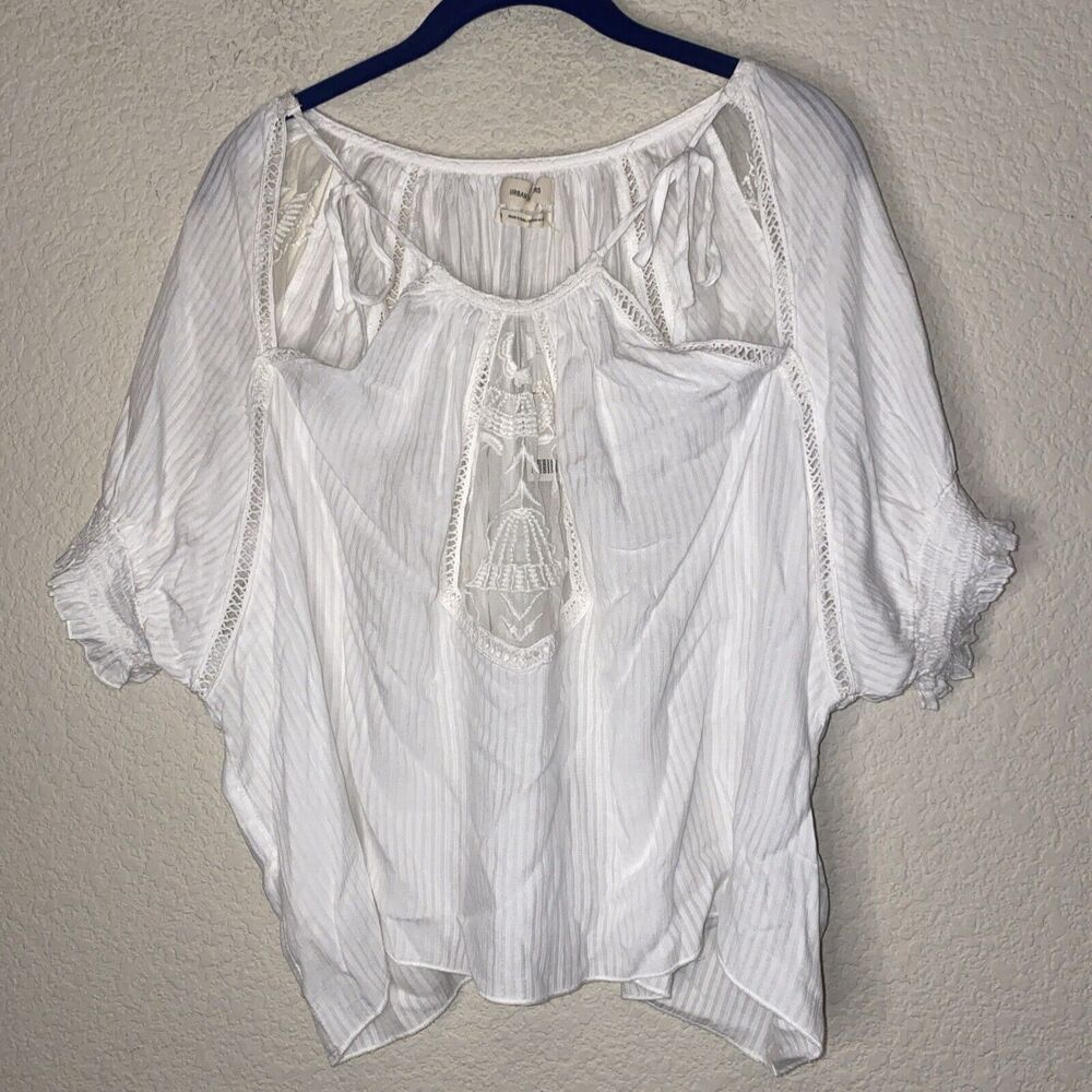new Urban Outfitters crop sexy shirt Lace Crochet Sheer L fairy whimsical eyelet